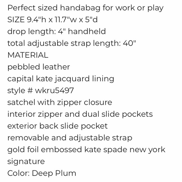 Take 40% Off Kate Spade ♠️ Reiley Larchmont Avenue Satchel NWTs - Picture 10 of 12